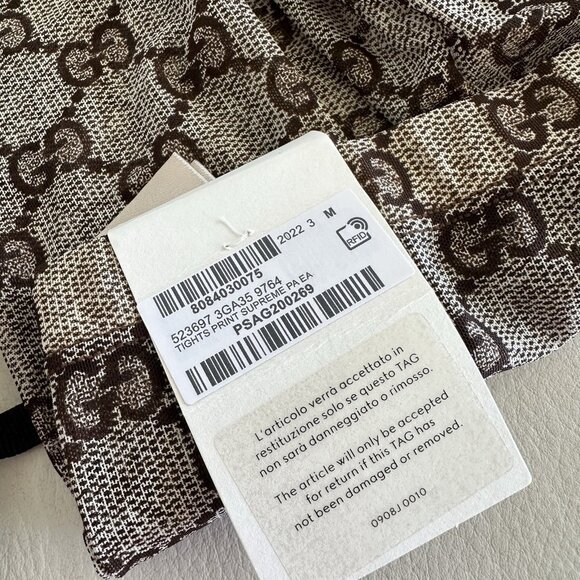 NEW Gucci Tights Brown GG Print Supreme Size M - Picture 6 of 8